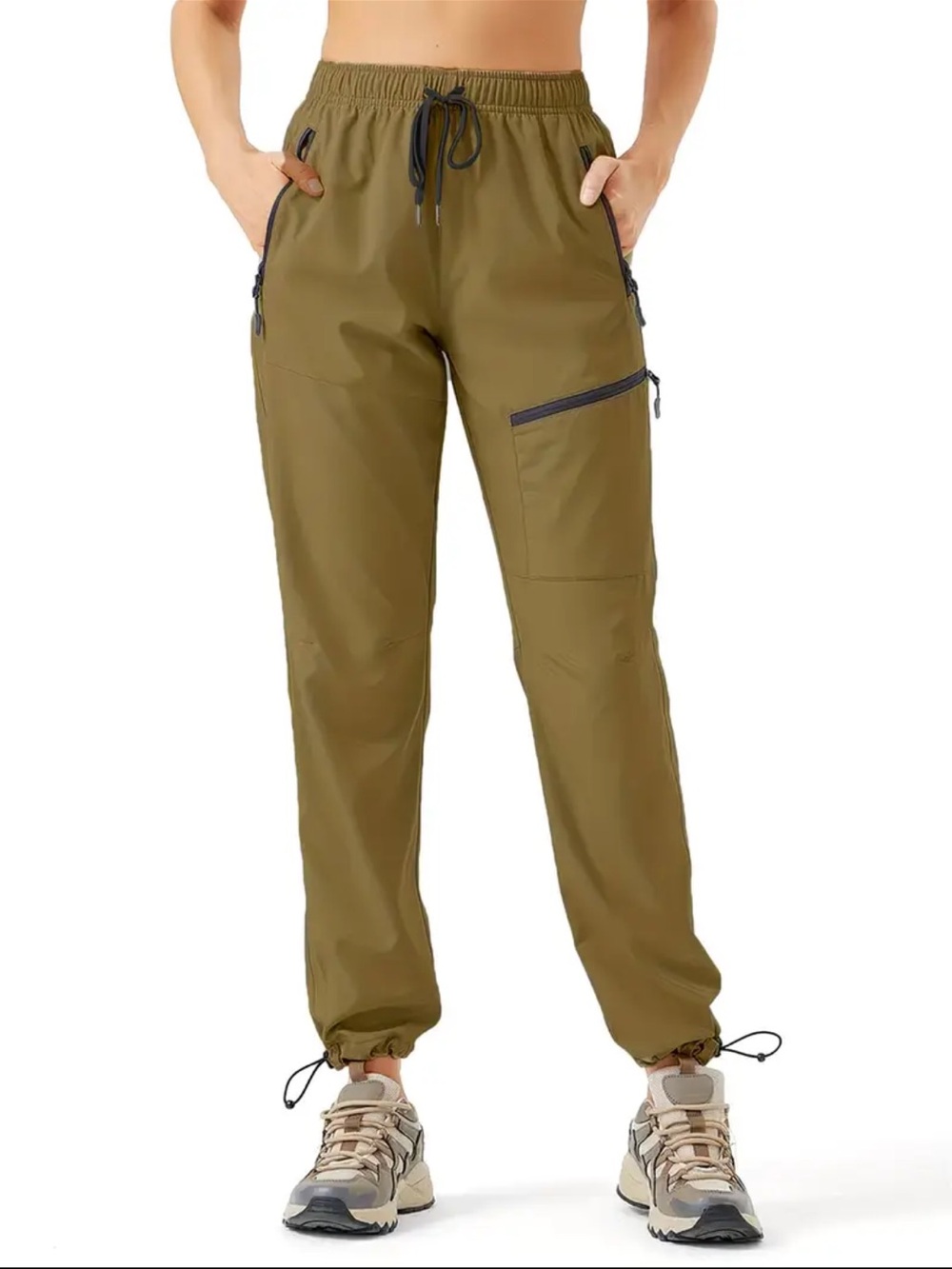 Women's Solid Color Casual Outdoor Sports Pants with Zipper Closure & Multiple - Picture 3 of 12